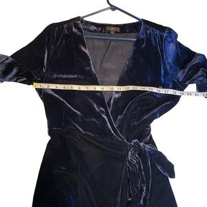 J.Crew Wrap Blue Velvet Dress